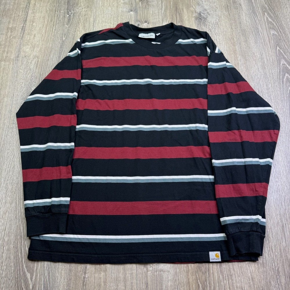 Carharrt Mens Work In Progress Long Sleeve Crew Neck Striped T-Shirt Size M